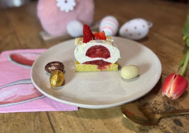 entremet vanille fraise bergamote nid de pâques gateau dessert de pâques
