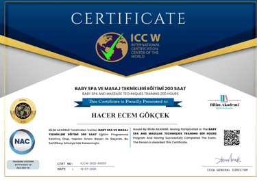 ICC W Uluslararası Sertifika. Baby Spa ve Masaj Teknikleri 