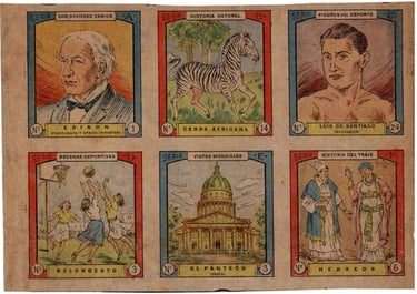 1945-46 Flechas Y Pelayos Sellos Educativos Sports Cards Uncut Panel