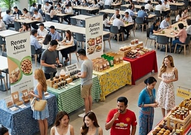 A large scale wellness food bazaar in a large office canteen