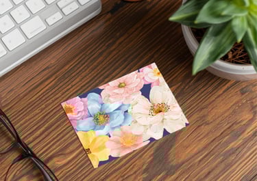 Flower in bloom Postcard on desk picture