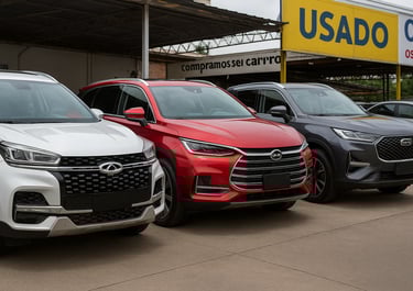 Interior de SUV chinês usado com painel digital e multimídia em destaque