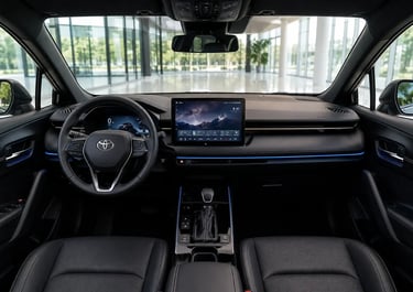 Interior da futura picape Toyota baseada no Corolla Cross com painel digital