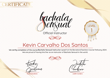 Bachata Sensual Official Instructor Ceritficat - Kevin carvalho dos santos