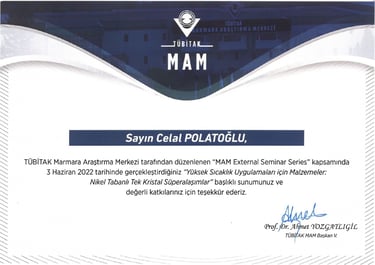 Nikel Tabanlı Tek Kristal Süperalaşımlar seminer belgesi - Tübitak MAM