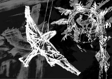 Digital collage - Artificial hawk