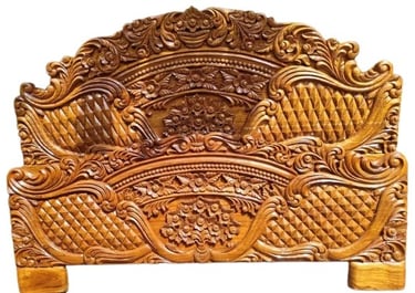 Intricately Carved Teak Bed β Indian Artisan Furniture