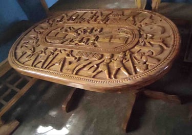 Round Teak Wood Dining Table – Classic Handcrafted Indian Design