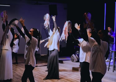 girls of all ages dancing in church