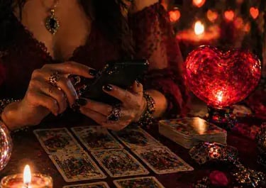 Cartomante online realizando leitura amorosa com tarot