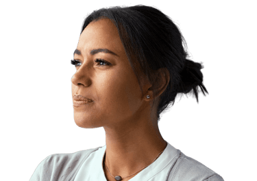 a woman with a white shirt and a black shirt