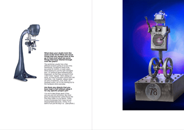 Flesh & Bone magazine article on artist Tal Avitzur, pages 14-15.