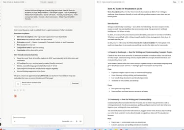 Claude AI SEO content writing example showing structured blog generation, headings, and readable for