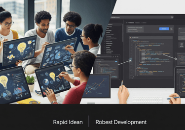 AI-powered no-code platforms: rapid ideation vs. robust development.