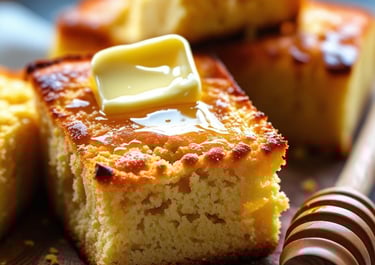 Toasted cornbread with melted butter and a drizzle for honey- my favorite!