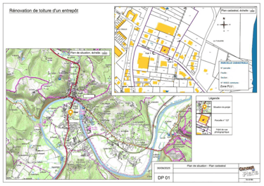 Plan de situation et plan cadastrale dans le cadre d'une déclaration préalable.