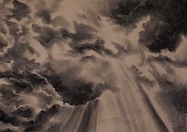 Etude graphique dessin au fusain d'un ciel