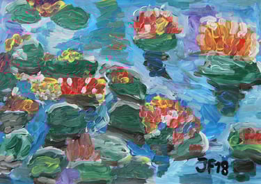 a painting of water lilies