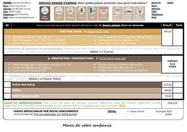 Les tarifs du service de design d'espace de l'agence i3deco, Cavan Emmanuel à Toulon, région Varoise (83)