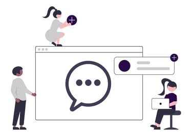 A group of people chatting or working together.