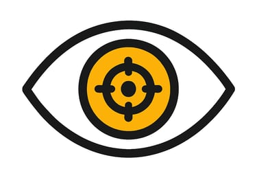 a yellow eyeball with a crosshair eye and a crosshair eye