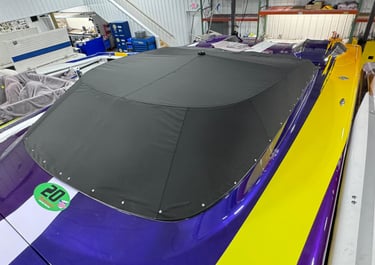 Marine canvas cover designed using Rhino 7 and ExactFlat, showing custom fit