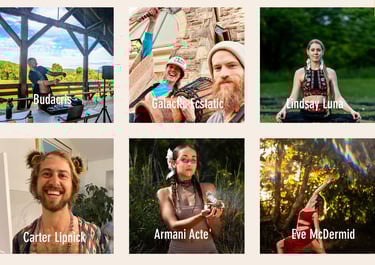 DJs and workshop leaders at the Higher Love Ecstatic Dance Campout.