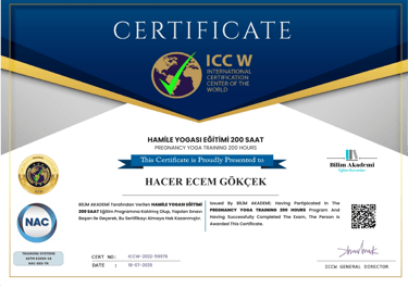 Hamile Yogası 200 saatlik eğitim sertifikası