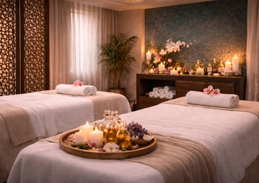 luxury spa room in sector 18 noida near atta market with relaxing massage setup