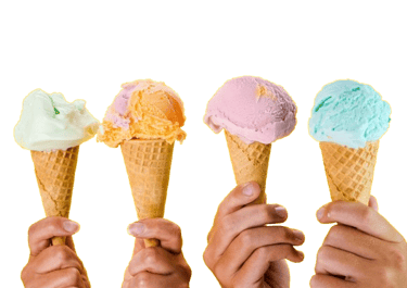 Colorful ice cream cones