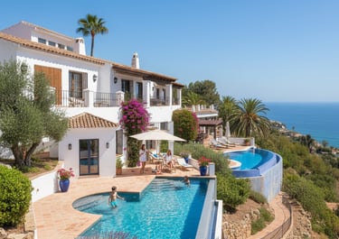Fractional Logic example of  house with a pool and a view of the ocean
