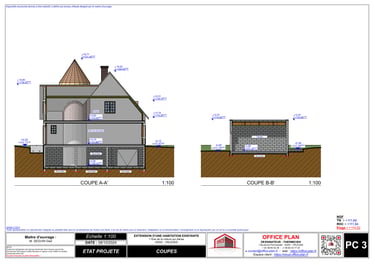 PC3 - plan de coupe - extension - permis de construire - office-plan orléans