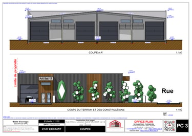 PC3 - plan de coupe - batiment professionnel - permis de construire - office-plan orléans