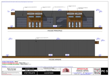 PC5 - plan façade - toitures- batiment professionnel - permis de construire - office-plan orléans