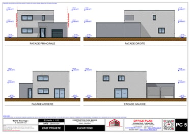 PC5 - plan de façade - permis de construire maison individuelle - office-plan orléans