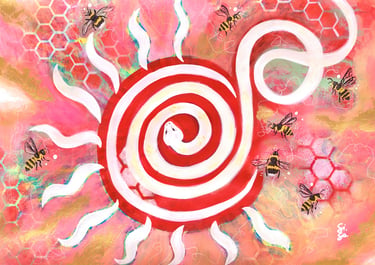 Image of snake with Bees channelling Mary Madgalene frequencies by artist Silvia Salerno