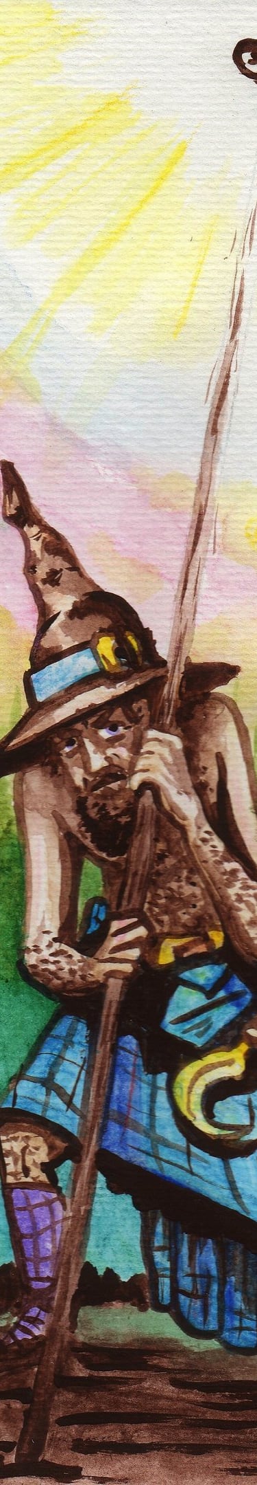 O druida caminha em um desenho do Jaum de 2019