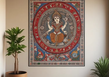 A skilled artisan handcrafting a vibrant Indian decorative piece in a sunlit workshop.