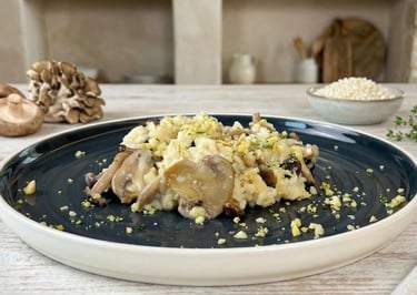 Vegan recipe for mushrooms risotto