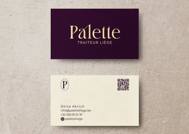 Palette traiteur Liège, cartes de visite, mockup