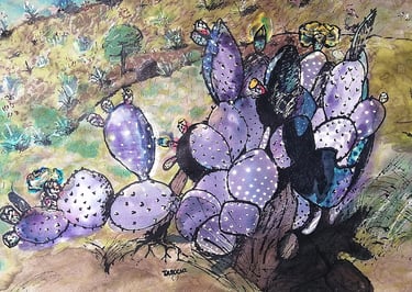 Un toque de magia morada en tu lugar favorito". Obra introspectiva y personal del artista.