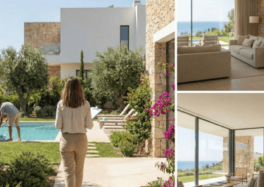 Property manager inspecting a villa with pool in the Algarve