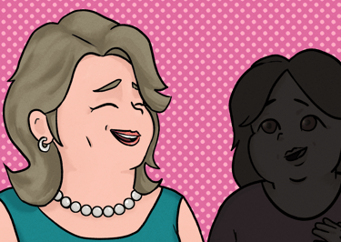 Two women in conversation.