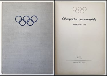 1956 Olympische Sommerspiele Melbourne Sports Sticker Card Album made in Berlin Germany
