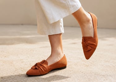 tan pointed toe loafers for an expensive looking outfit.