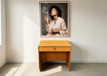 G Plan Form Five teak desk with Mid Century Modern design, spacious workspace, and timeless vintage retro style.
