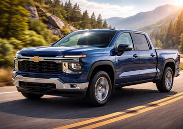 Nova Silverado 2027 com motor TurboMax mais potente rodando em estrada