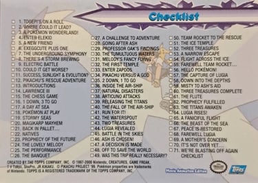 Checklist Topps Pokémon Movie 2000 back