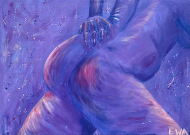 naked woman painting in violet