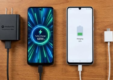 Carregamento ultra-rápido do Moto G86 em destaque.